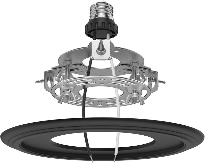 YIIZON 5 and 6 inch Recessed Can Light Conversion Kit, for Ceiling Light Fixture, Pendant Light, Hanging Light, Ceiling Fan, with 7’¾ Beveled & Flat, Steel, Medallion, Black Finish - Image 1